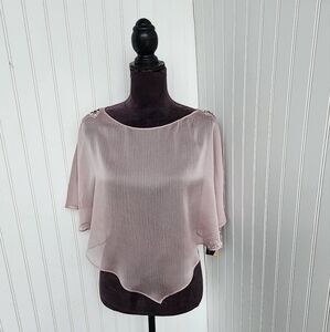 Zara Brown and Tan Asymmetrical Blouse with Flutter Sleeves